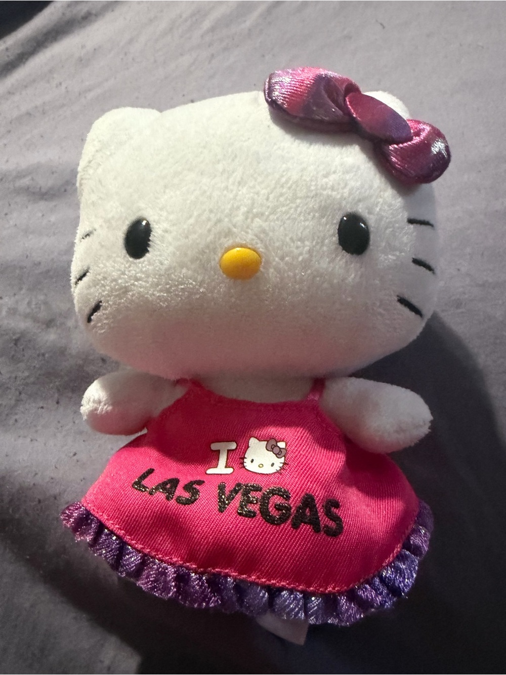 Hello Kitty Plush in White with Hot Pink Dress and Purple Bow
